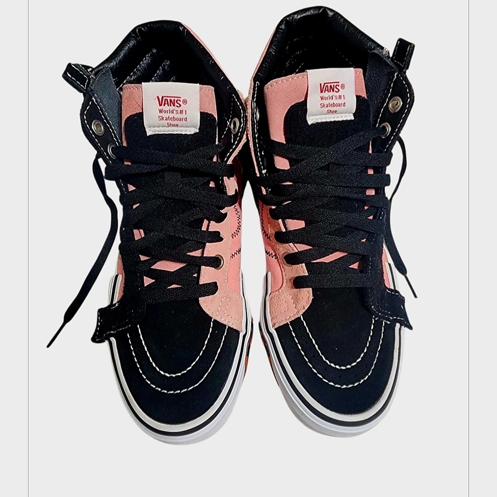 Vans Black and Pink Skate Sneakers with Classic Silhouette